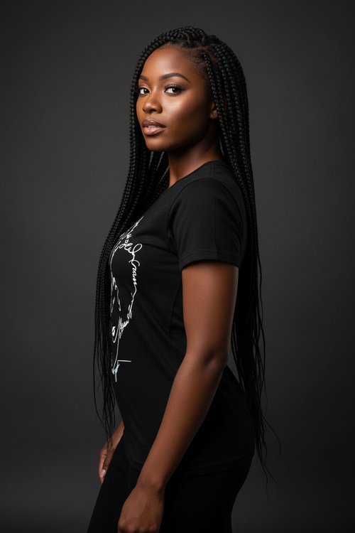Box braids - Black tee