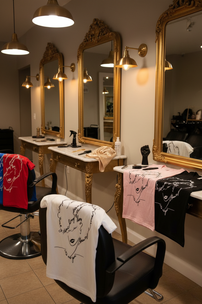 Salon chairs and stations